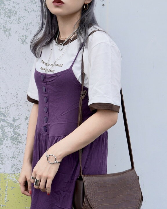 楽天市場】Button Design Cami-onepiece (purple) キャミワンピース 