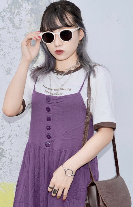 楽天市場】Button Design Cami-onepiece (purple) キャミワンピース 