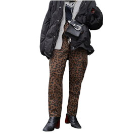 Leopard Easy Wide Pants (brown)　ボトムス　パンツ　ズボン　イージーパンツ　ワイドパンツ　レオパード　ヒョウ柄　アニマル柄　ブラウン　ベージュ　茶色　オールシーズン　フリーサイズ　ウエストゴム　コットン　綿　通販　送料無料　A.D.G　エーディージー