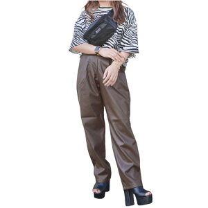 Leather Touch Tuck Tapered Pants (brown) e[p[hpc tFCNU[  v ^bN uE F ؍t@bV EGXgS |Pbg n ꂢ ItBX JWA 