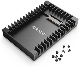 ORICO 2.5 3.5変換 2.5インチ HDD/SSD 変換マウンタ SATAインターフェース内蔵 HDDケース 3.5インチ 変換ブラケット ネジ付き ブラック 1125SS