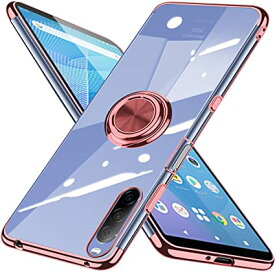 Xperia 10 III ケース リング ソニー SO-52B カバー SOG04 スマホケース 透明 クリア TPU 耐衝撃 メッキ加工 一体型 スタンド機能 車載ホルダー ストラップホール Sony エクスペリア10III ケース ローズゴールド