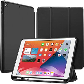 ESR iPad 8 ケース 2020 iPad 10.2 ケース 第7世代 2019 ペンシル収納可能 ソフトフレキシブル 耐衝撃 傷防止 オートスリープ ウェイク ペンシルホルダー付き 三つ折りスタンド iPad 10.2インチ用 ブラック