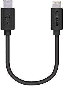 GR Type-C to LightningP[u CgjO iPhone [dP[u X^_[h iPhone 13 / 12 / SE (2) Ή AppleFؕi 0.1m (10cm) ubN MPA-CL01X