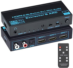 BLUPOW 4K60Hz HDRΉ HDMI2.0ؑ֊ 31o +  fW^ R/L 3.5mmo ZN^[ I[fBI@ z HDCP2.2 ARCΉ hdmiXCb`[ VA56