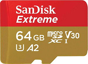 TfBXN Ki microSD 64GB UHS-I U3 V30 ő80MB/s Full HD 4K SanDisk Extreme SDSQXAH-064G-GH3MA VpbP[W