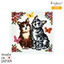 日本製ハンカチ タオルハンカチ シェニール織 猫(ネコ) 蝶ネコ アーンジョー