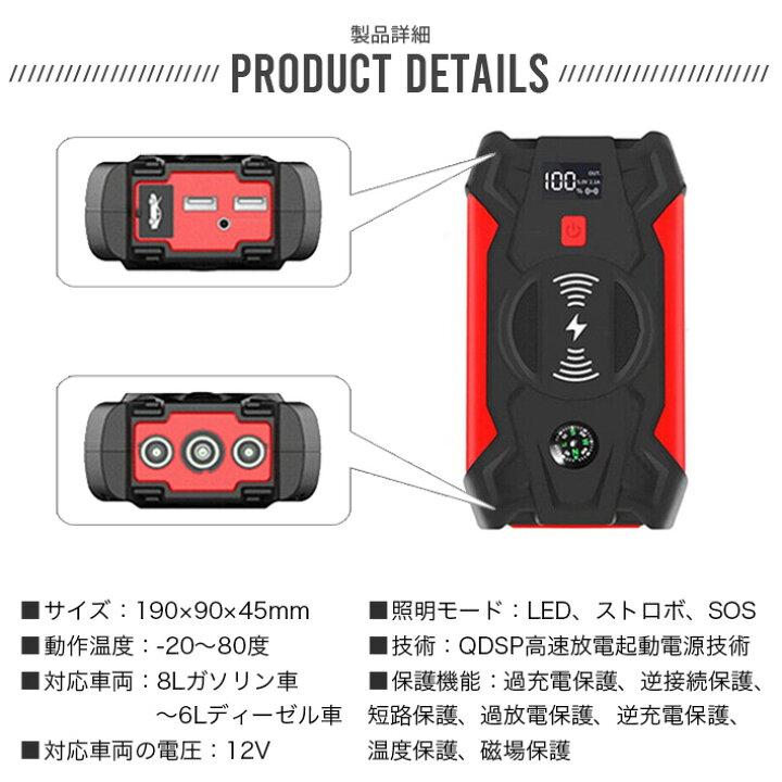 楽天市場】ジャンプスターター 緊急始動 12V 車用品 39800mAh 大容量 