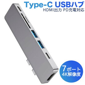 進化版 USB C ハブ7-IN-2 USB Macbook Air Pro Type C ハブ USB C HDMI 変換アダプタ 2020 超軽量 グレー六カ月保証