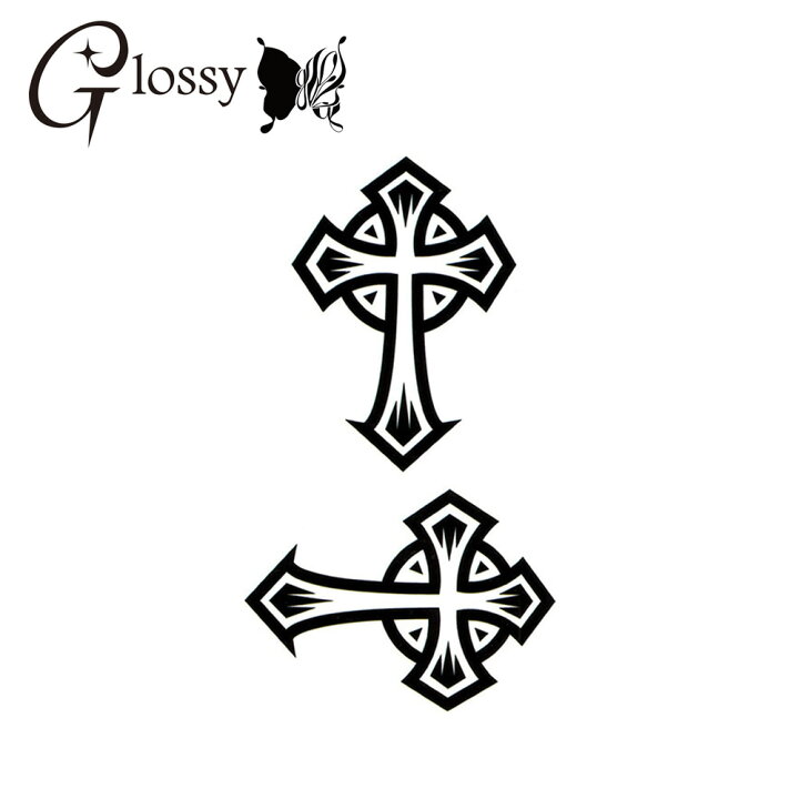 楽天市場 タトゥーシール 十字架 クロス モノクロシルエット Gt 025 トライバル ゆうパケット対応 アルバクラブ