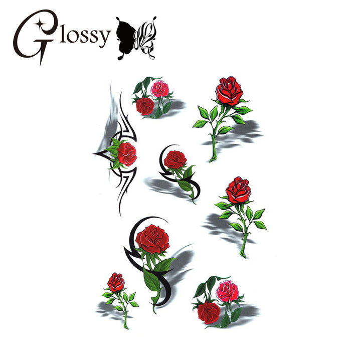 楽天市場 当店最大p倍 マラソン タトゥーシール バラ 薔薇 花 立体 3dカラーアート Gt 356 Tattoo フェイクタトゥーシール トライバル ゆうパケット対応 アルバクラブ