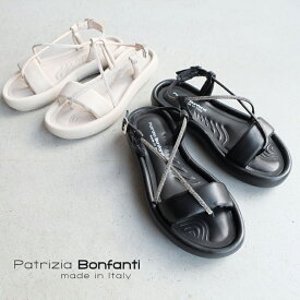 Bonfanti made in Italy サンダル レディース ストラップ トング 厚底 キラキラ 黒 ベージュ 本革 モード (bonfanti-bass)