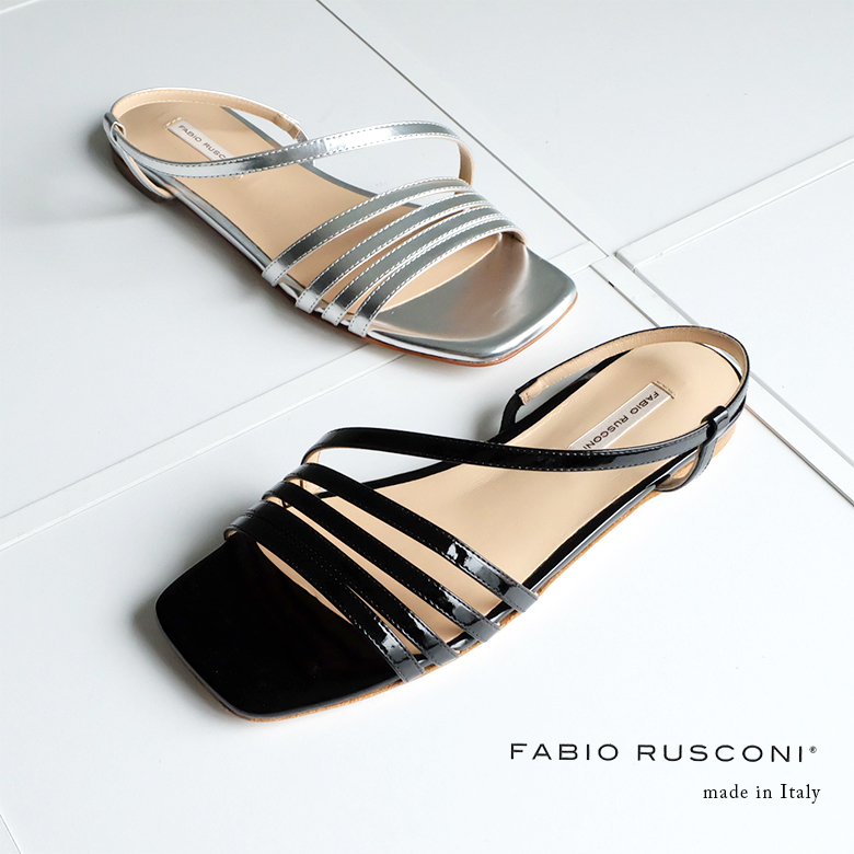 【SALE】FABIO RUSCONI ファビオルスコーニ サンダル フラット ストラップサンダル ブラック  シルバー（fabio4766）インポートシューズ | インポート靴のALEXIS／アレクシス