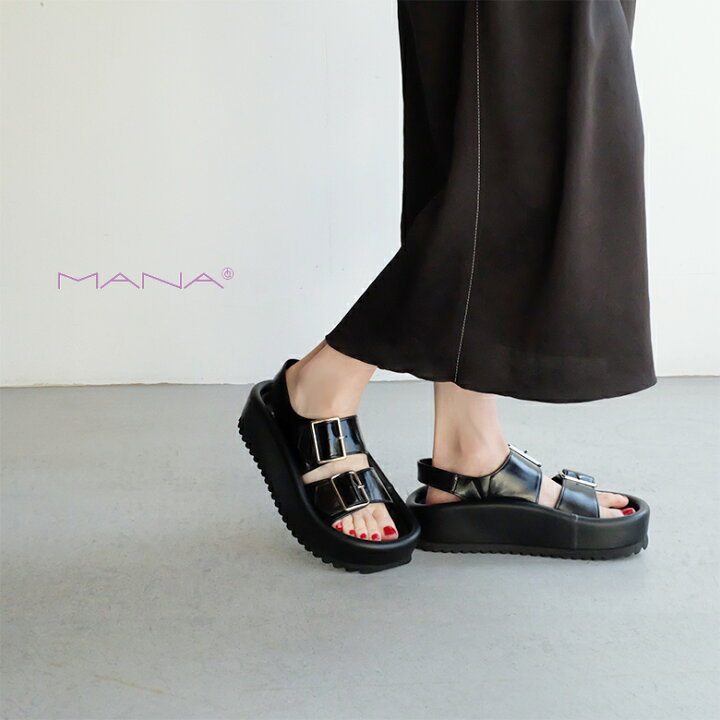 楽天市場】MANA マナ レディース サンダル 厚底 ダブルベルト スポーツ 