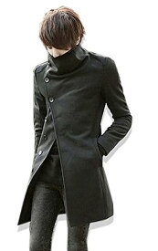 ロングコート メンズ スタンドカラーコート 冬 秋 アウター コート ブラック 黒 グレー ネービー 紺 流行 おしゃれ 2025