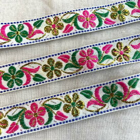 ＊1mでお届け＊チロリアンテープ アジア チェンマイ タイ リボン モン族 ラインテープ 縁取り 手作り 細め クラフト ハンドメイド 花 18mm 20mm アジアン雑貨 エスニック ヒッピー 手芸用品 猫 猫雑貨 輸入雑貨 ネイティブ 刺繍 民族 小物作り 犬服首輪 リード