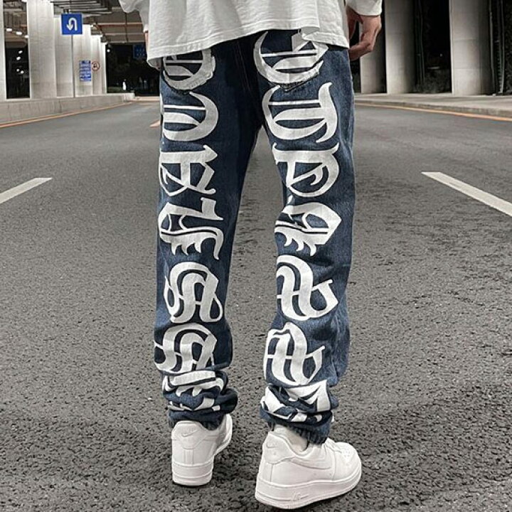 メンズ　ブラック　スウェット　パンツ　XL　ワイドパンツ　十字架　韓国