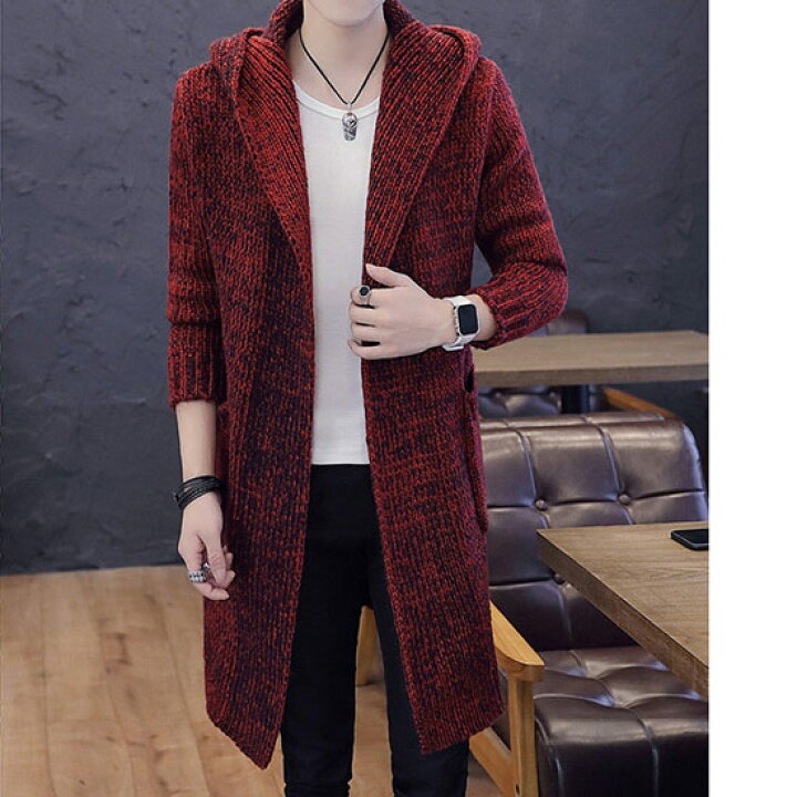 楽天市場 カーディガン メンズ ニットカーディガン ロング丈 フードカーディガン セーター メンズ ビッグカーディガン モード系 カーディガン ホスト スーツ 原宿系 カーディガン インポート 個性的 V系 ヴィジュアル系 ファッション ストリート系 韓国 トップス 衣装