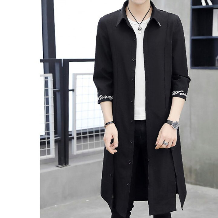 楽天市場 シャツ メンズ モード系 シャツ メンズ ロングシャツ メンズ ロング丈 シャツ メンズ シャツコート メンズ ストリート系 シャツ メンズ 刺繍 エンブレム 五分袖 大きいサイズ 半袖 シャツ インポート 22 春 夏 新作 V系 ヴィジュアル系 ファッション 衣装