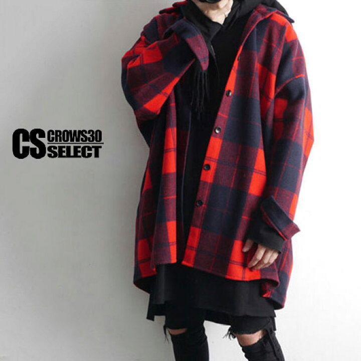 楽天市場 コート メンズ モード系 チェックシャツ メンズ チェックコート シャツコート メンズ ロング丈 モード系 アウター 原宿系 大きいサイズ レディース インポート 送料無料 22 春 秋 冬 新作 お兄系 アウター 個性的 ホスト スーツ ヴィジュアル系 ファッション