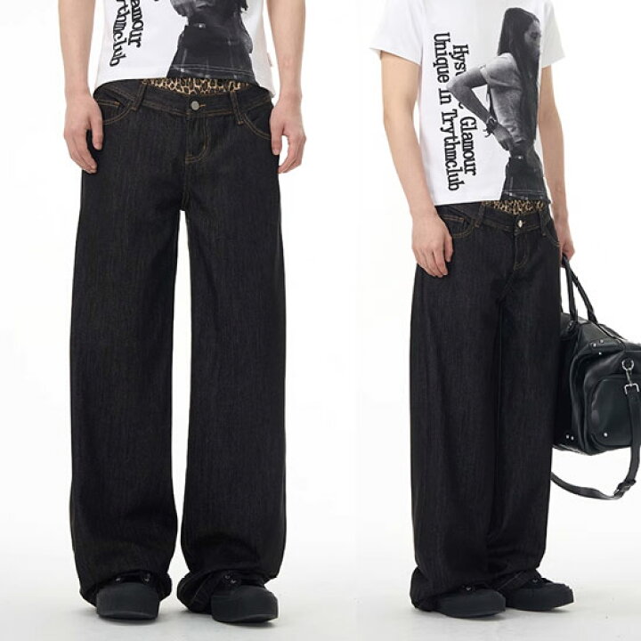 DETW 25ss ダブルウエストワイドパンツレオパードy2k opium