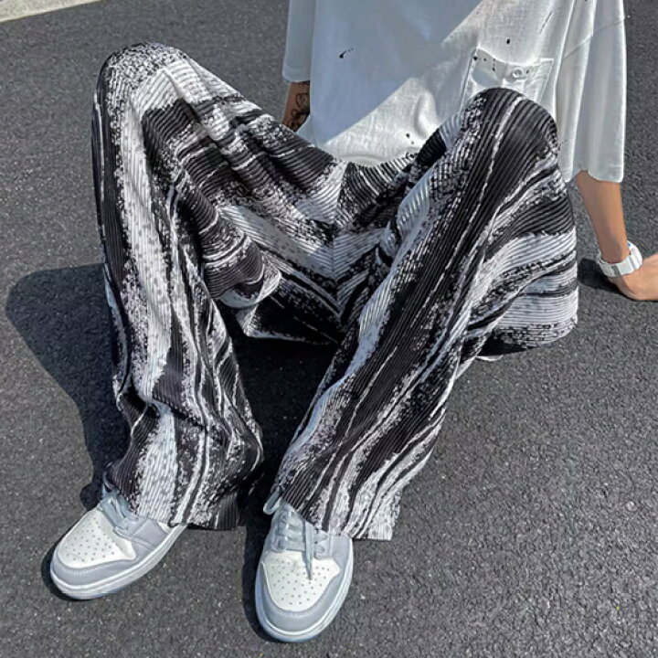 楽天市場】ワイドパンツ メンズ ストライプパンツ メンズ ストリート系 
