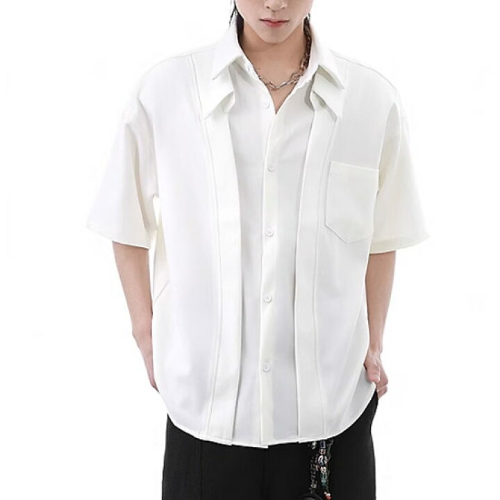 Pillings ダブル襟シャツ ホワイト 根岸さん購入 】V系 シャツ メンズ 