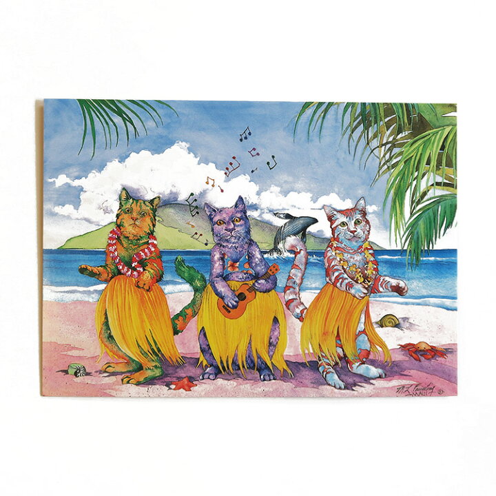 楽天市場 ハワイアン グリーティングカード メッセージカード バースデーカード 猫とフラダンス バースデー お誕生日祝い Happy Birthday ハッピーバースデー ハワイ雑貨 文房具 Aloha Diaries ハワイセレクトshop