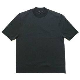 Revenir リブニール コットン ポリエステル モックネック ショートスリーブ ウォッシャブル ニットTシャツ / メンズ 半袖 日本製 40代 50代