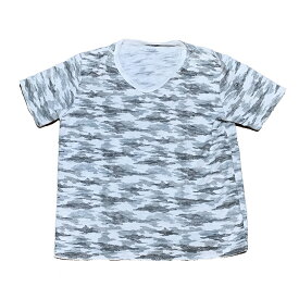 USED サーマルVネックTシャツ カモ グレー/ホワイト【古着】【海外直輸入USED品】 【閉店 売り切り】