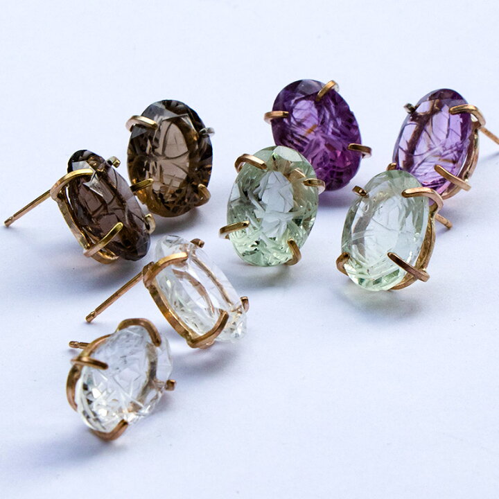 楽天市場】カービング ピアス / 天然石 ハンドメイド 14KGF ゴールド 