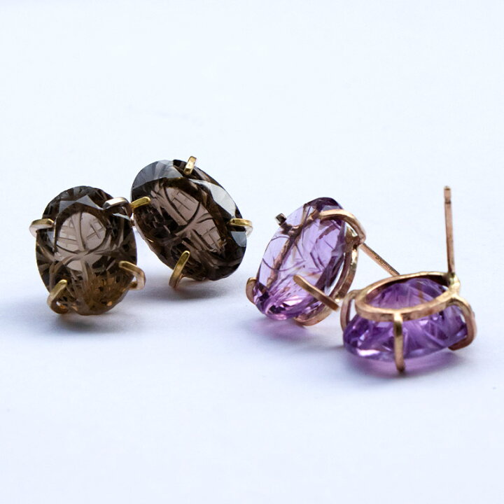楽天市場】カービング ピアス / 天然石 ハンドメイド 14KGF ゴールド 
