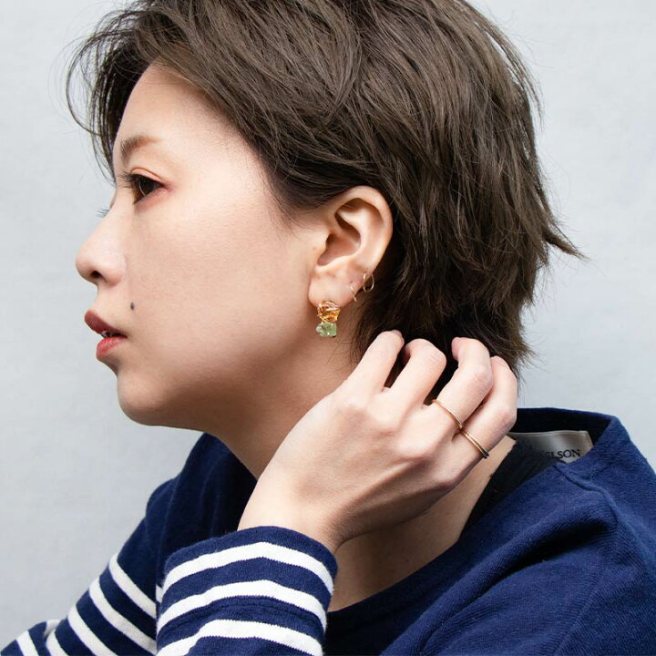 楽天市場】天然石 原石 ラフロック ピアス / Duo / 14KGF ゴールド 