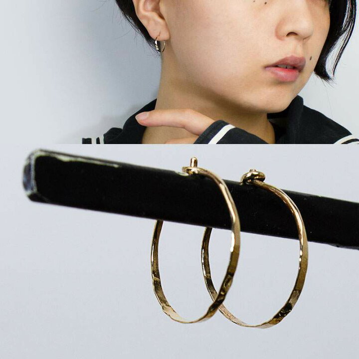 楽天市場】14金 ピアス 14K フープピアス Mサイズ レディース シンプル 