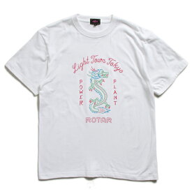 (ローター) ROTAR Light Town Tokyo Tee ネオンサイン rt2247718 ブラック ホワイト ライトブルー パープル