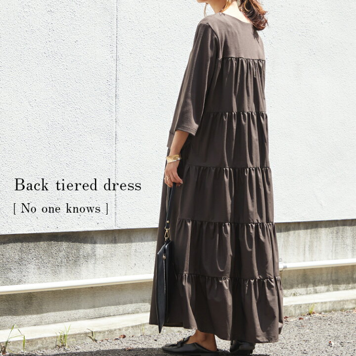 楽天市場】ワンピース 異素材 切替 ギャザー ティアードワンピース a  