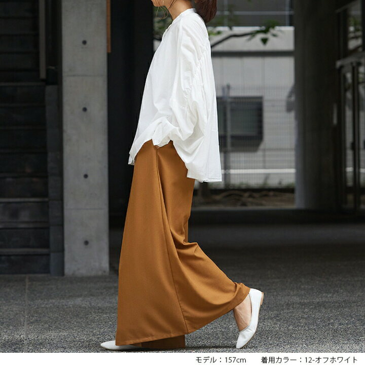 楽天市場】M/L バンドカラーシャツ レディース バックギャザー ワイド  