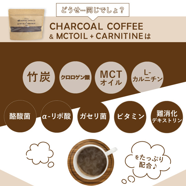 楽天市場】チャコールコーヒー+ MCTオイル＆カルニチン(約1カ月分