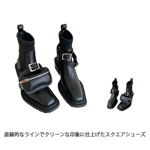 スクエアシューズ 大人ローファー プラットフォームローファー フラットシューズ ローファー ブラック レディース 靴 シューズ 5cmヒール カッコイイ ファッション おじ靴 ファッ