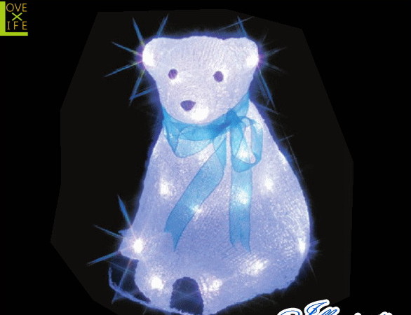 イルミネーション 白クマ M くま 熊 上質 クリスタル 立体 動物 アニマル クリスマス ローボルト 誕生日プレゼント モチーフ グロー かわいい 電飾 LED 大人気