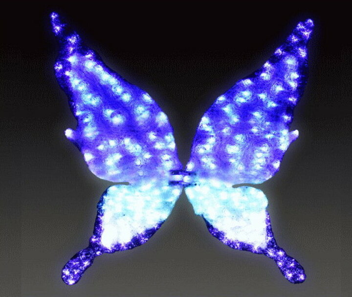 楽天市場 イルミネーション 大型商品 バタフライ ブルー 大 蝶 蝶々 昆虫 Led 置物 アゲハ 動物 電飾 モチーフ クリスマス クリスタル ａｏｉデパート