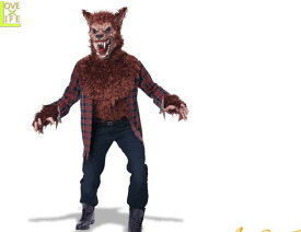 メンズ　狼男ブラウン　BLOOD MOON　アニマル　人狼　カリフォルニア　仮装　衣装　コスプレ　コスチューム　ハロウィン　パーティ　イベント　今年のハロウィンはかわいい衣装でかっこよく着こなし 目立っちゃいましょう