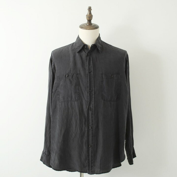 楽天市場】marka 8匁シルク羽二重 シルクワークシャツ ダークネイビー  