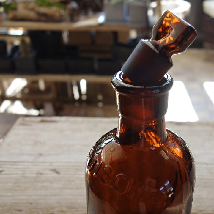 楽天市場 アンティーク ポイズンボトル 薬瓶 イギリス製 アンバーガラスビン ブロカント インテリア Apoa