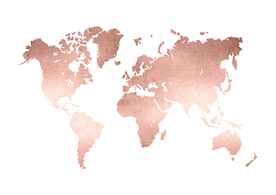Poster 年間定番 Artposter 世界地図 ピンク 地図 モダン シンプル お洒落 北欧 インテリア 海外 デザイナー ブランド World ポスター ワールド Map 世界 アートポスター A0 アート 夕焼け World Rose Gold