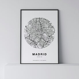 ポスター 北欧 おしゃれ インテリア A0 A0 A1 B1 A2 B2 A3 B3 A2 B2 A3 B3 - Madrid - マドリード アート 地図 都市 インテリア モノクロ モノトーン 白黒 モダン シンプル