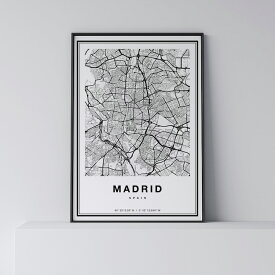ポスター 北欧 おしゃれ インテリア A0 A0 A1 B1 A2 B2 A3 B3 A2 B2 A3 B3 - Madrid - アート 地図 都市 インテリア モノクロ モノトーン 白黒 モダン シンプル