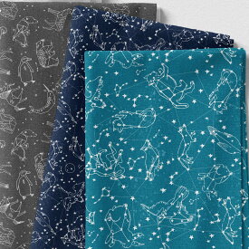 ［合計1m以上で送料無料］【Constellations】 生地 北欧風 布 シーチング 北欧 星 星座 スター お洒落 大判