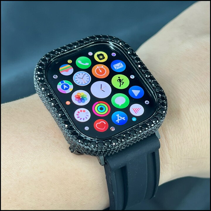 楽天市場】ブラック CZ ダイヤモンド ベゼル カバー ケース 49mm  