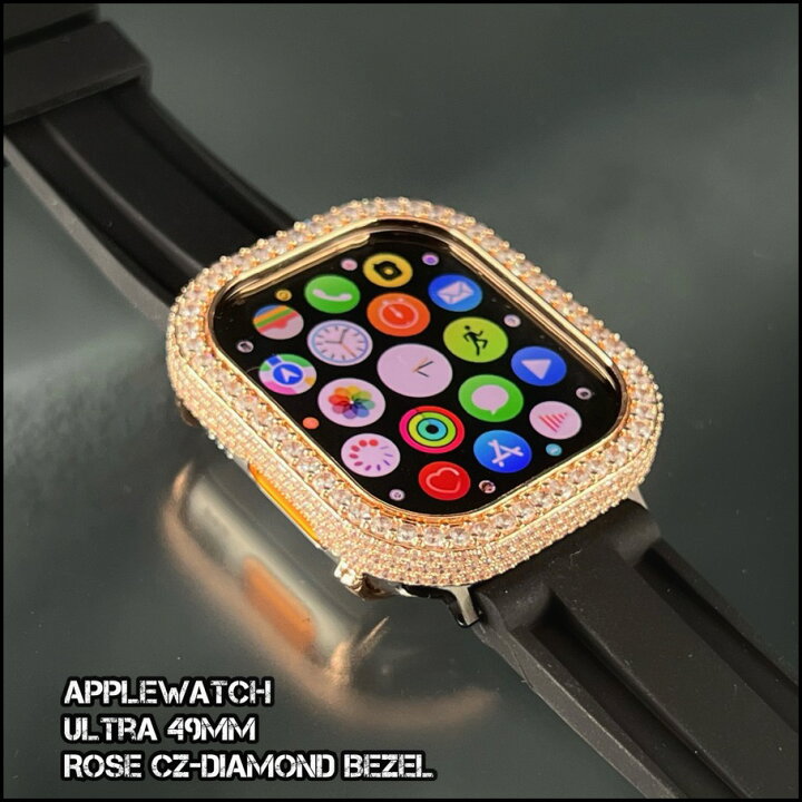 楽天市場】ローズ CZ ダイヤモンド ベゼル カバー ケース 49mm  